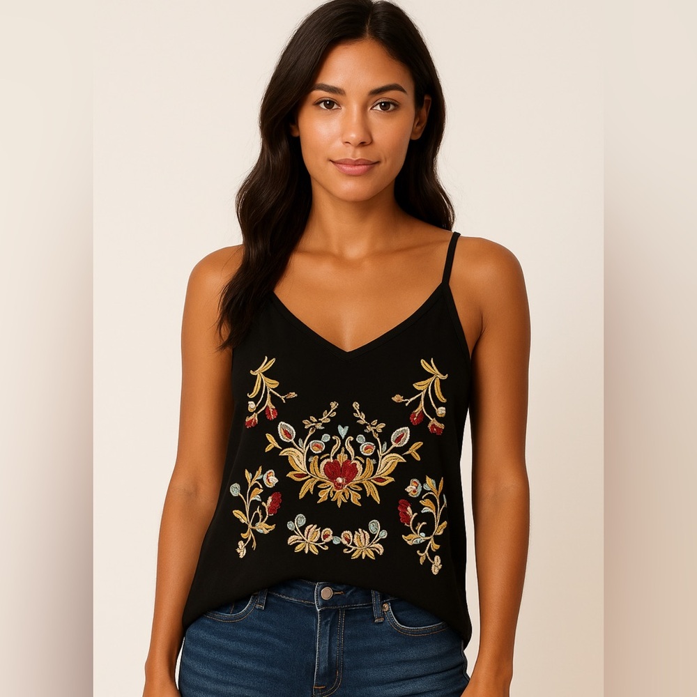 Tecrew Embroidered Black Tank Top
